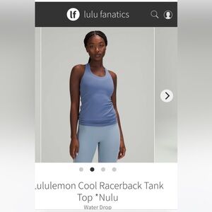 2021 Lululemon nulu cool Racerback tank water drop Blue Racerback Tank Top 2 EUC
